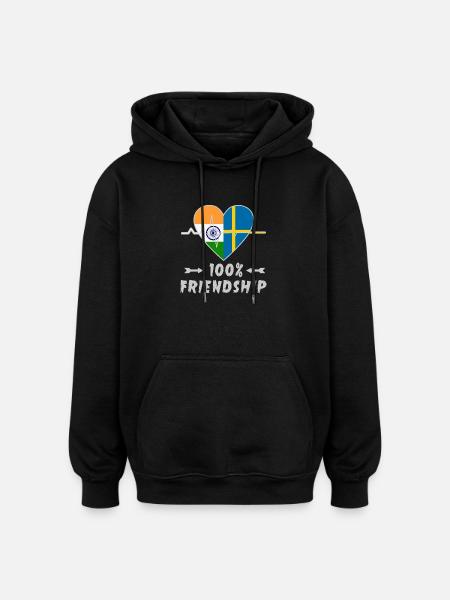 India and Sweden 100% friendship - Oversized Unisex Hoodie - black