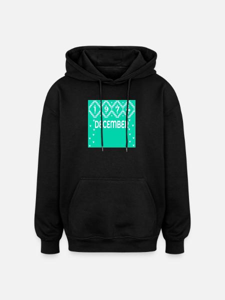 WINTER 52nd BIRTHDAY DECEMBER 1974 - Oversized Unisex Hoodie - black
