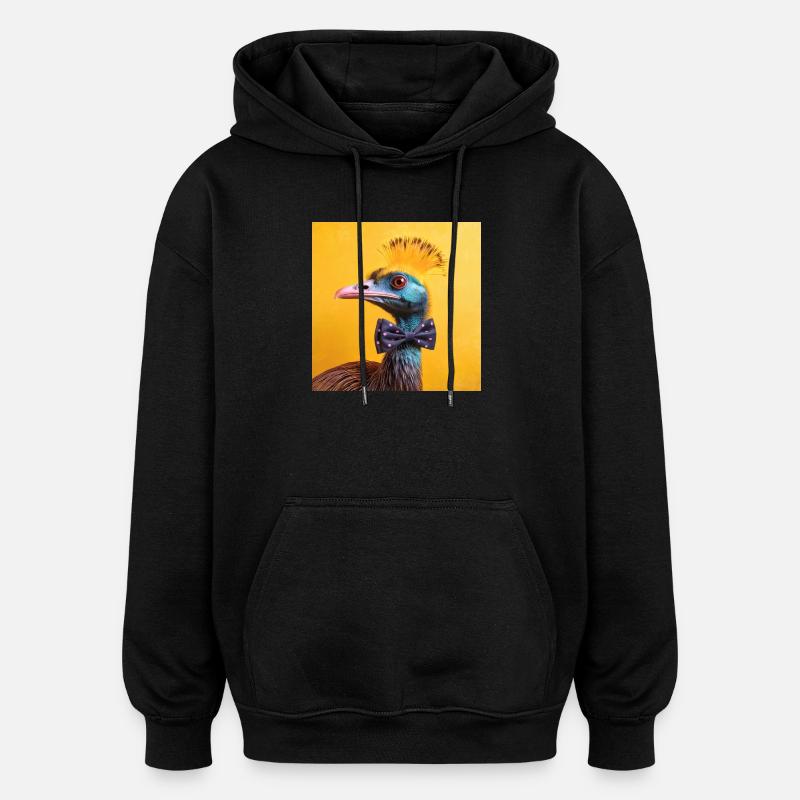 Blauer Vogel mit Fliege - Oversized Unisex Hoodie - Schwarz