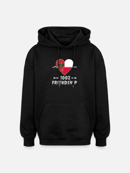 Marokko og Polen 100% vennskap - Oversized unisex-hettegenser - svart