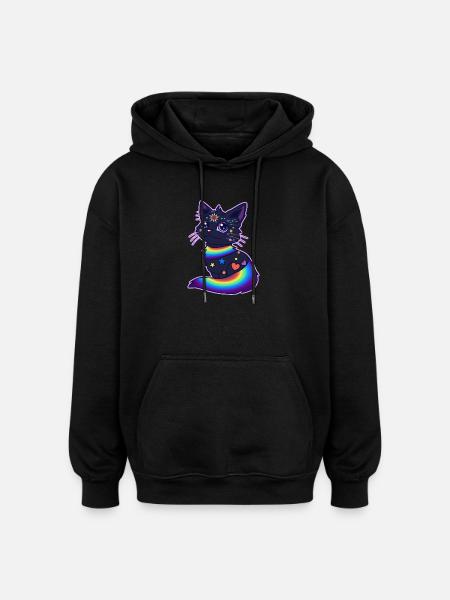 Pride Cat - Oversized Unisex Hoodie - black