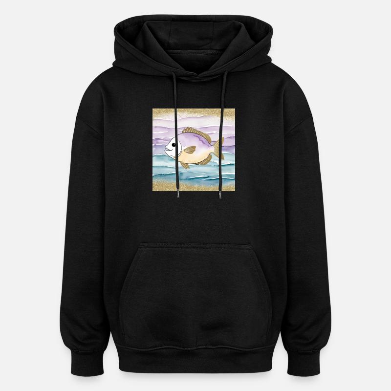 Poisson joueur dans l’eau - Sweat à capuche oversize unisexe - noir