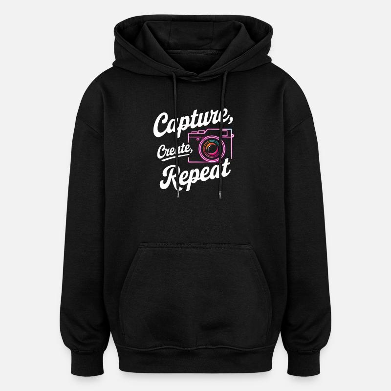 Capture Create Repeat - Oversized Unisex Hoodie - black