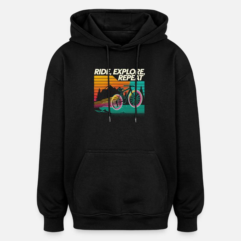 Ride Explore Repeat Adventure - Oversized Unisex Hoodie - black