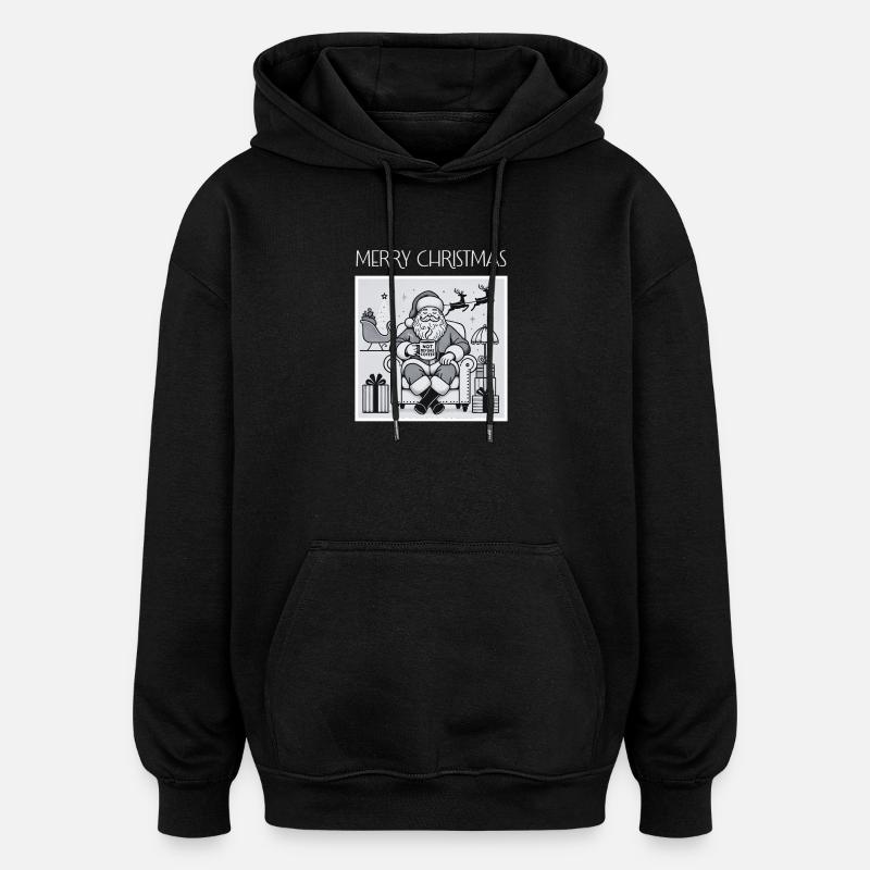 Père Noël Café au Canapé - Sweat à capuche oversize unisexe - noir