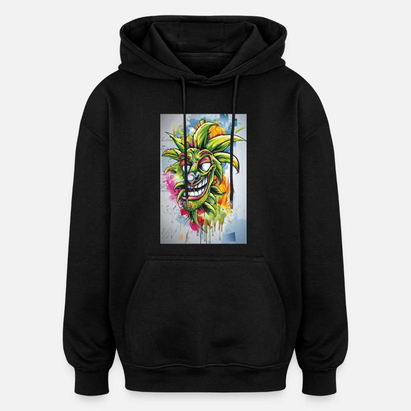 Graffiti Bouffon Ananas - Sweat à capuche oversize unisexe - noir