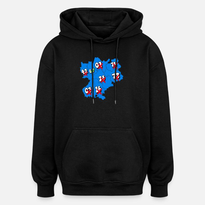 Région Rhône-Alpes - Sweat à capuche oversize unisexe - noir