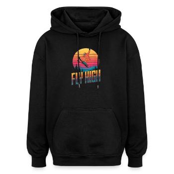 Sunset Snowboarder Künstlerisches Design - Oversized Unisex Hoodie - Schwarz - Vorne - Noah (186cm)