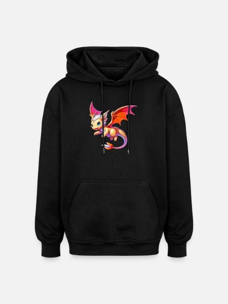 Drache - Oversized Unisex Hoodie - Schwarz