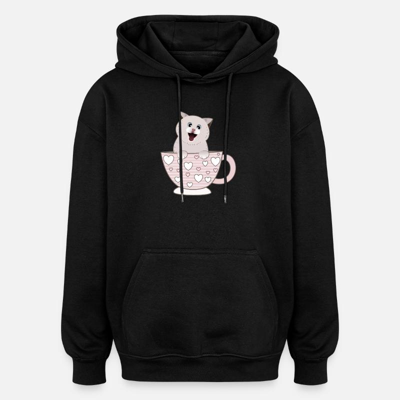 tasse chat mignon - Sweat à capuche oversize unisexe - noir
