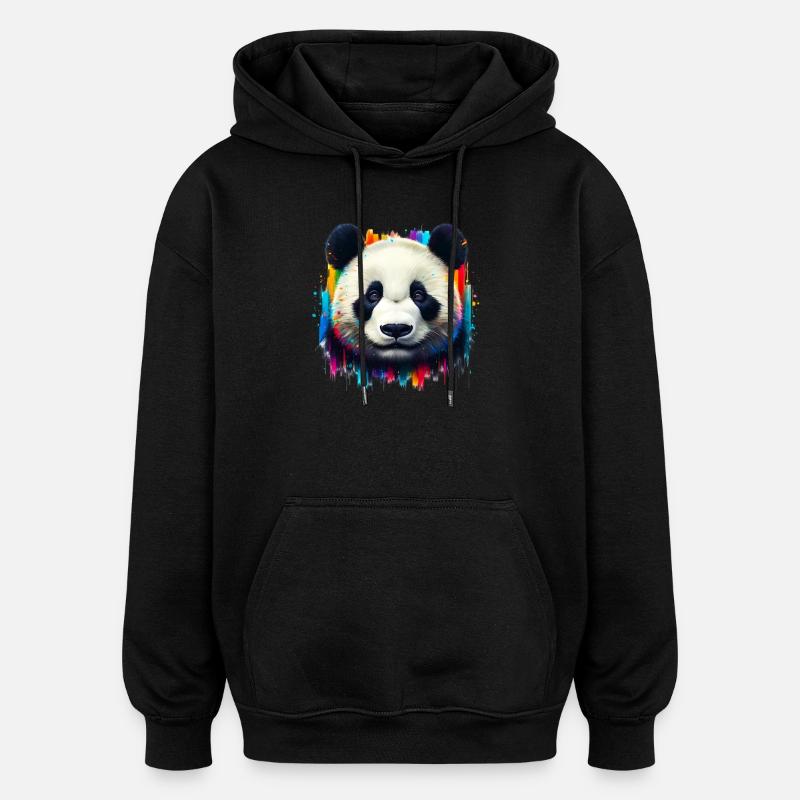 Panda - Sweat à capuche oversize unisexe - noir