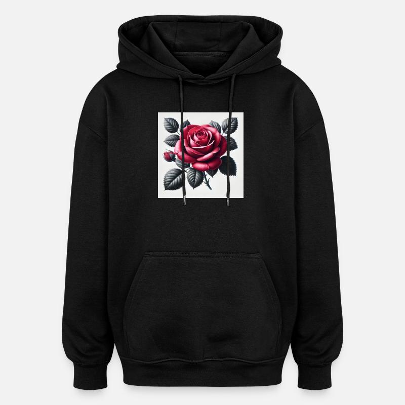 Rote Rose - Oversized Unisex Hoodie - Schwarz