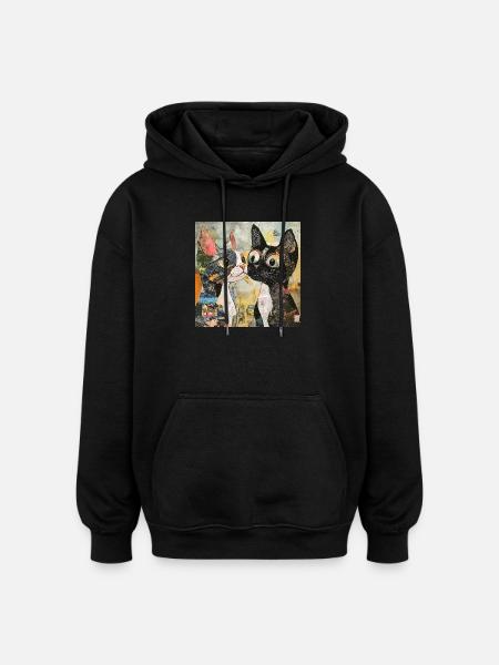 cat cats cat collage - Oversized Unisex Hoodie - black