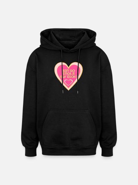 STOLZ AUF DICH - HERZ - Oversized Unisex Hoodie - Schwarz