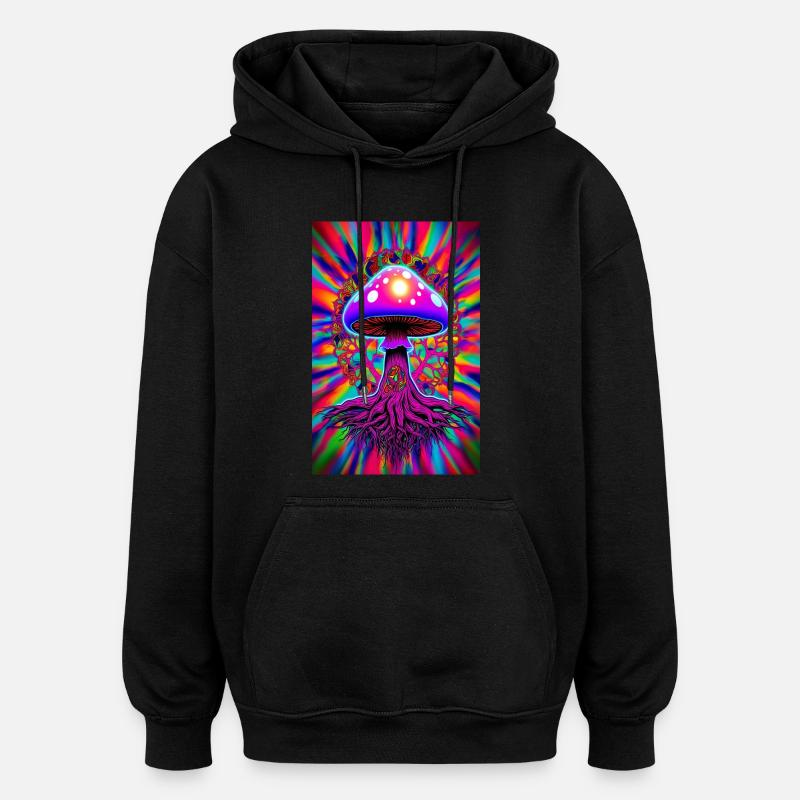 Champignon psychédélique - Sweat à capuche oversize unisexe - noir