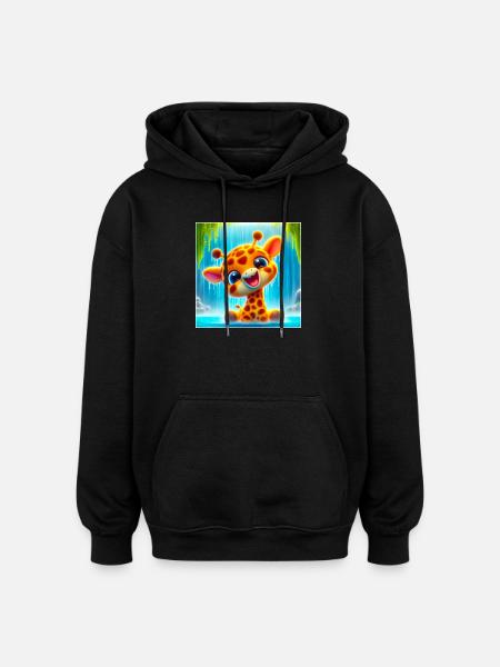Giraffe - Oversized Unisex Hoodie - black