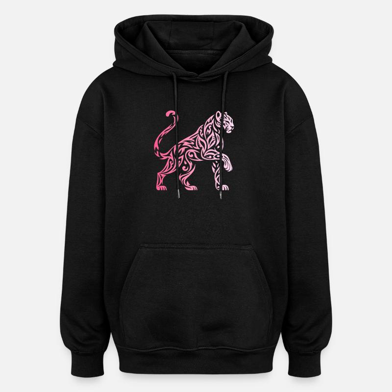 panthere tribal dégradé - Sweat à capuche oversize unisexe - noir