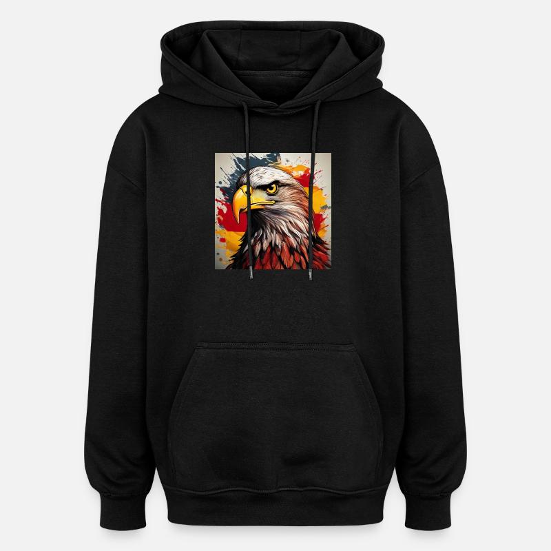 Eagle Head Art Spray Explosion - Oversized Unisex Hoodie - black