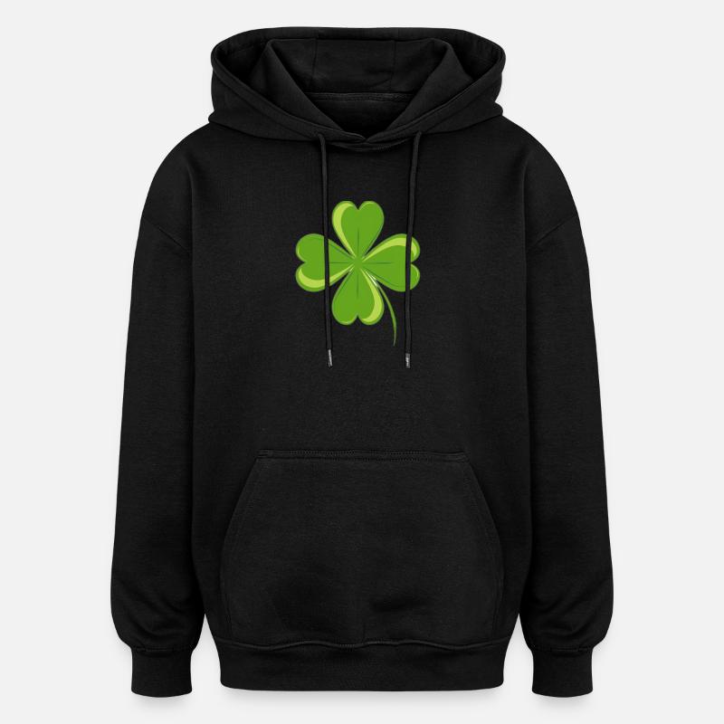Trèfle à 4 feuilles. - Sweat à capuche oversize unisexe - noir