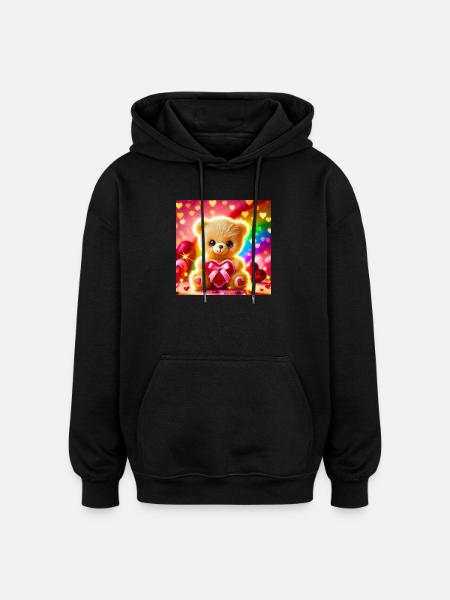 Happy Valentine - Oversized Unisex Hoodie - black