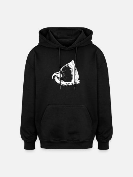 white shark - Oversized Unisex Hoodie - Schwarz