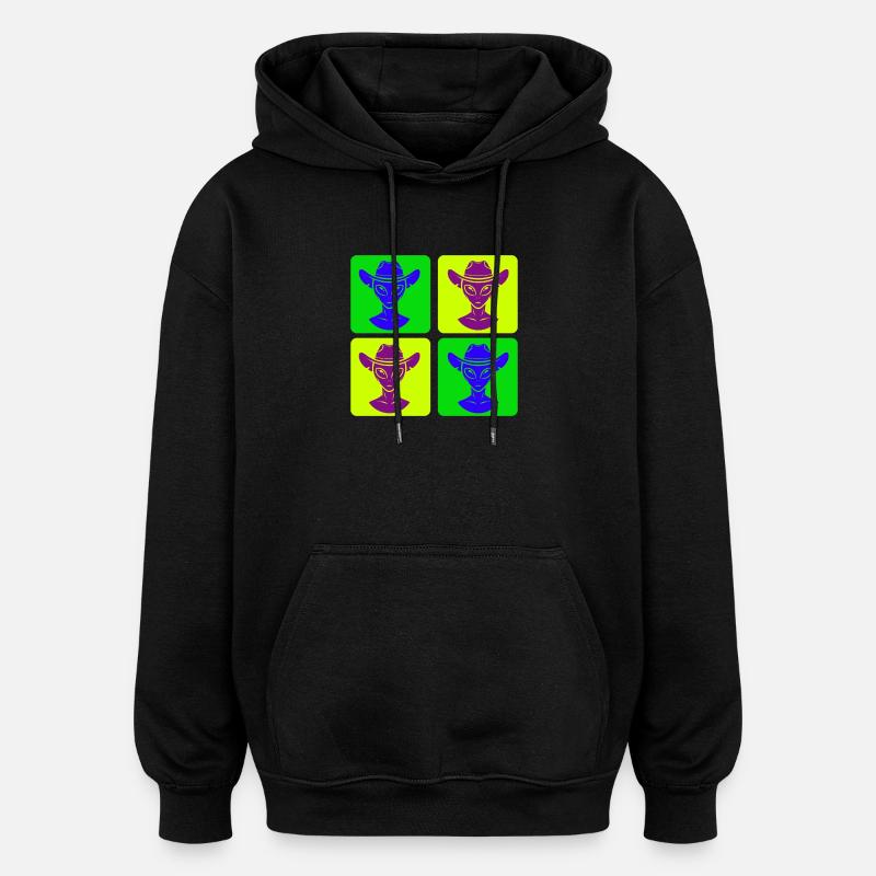 Alien Cowboy Pop-Art Design - Oversized Unisex Hoodie - Schwarz