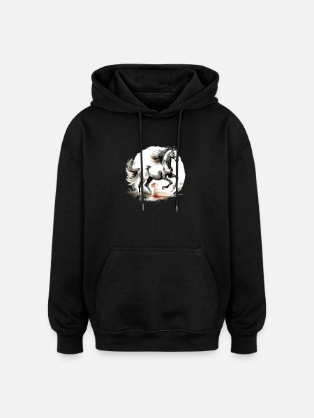 Chinesisches Sternzeichen Pferd - Oversized Unisex Hoodie - Schwarz