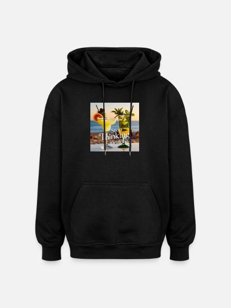 Cocktails with humorous text - Oversized Unisex Hoodie - black