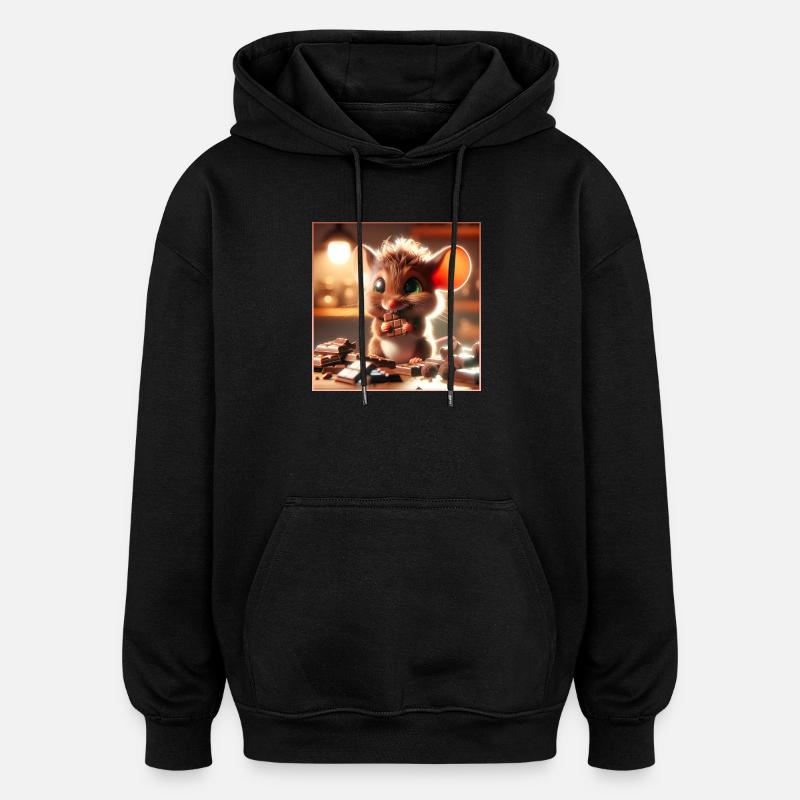 Kleines Schokoladen Mäuschen - Oversized Unisex Hoodie - Schwarz
