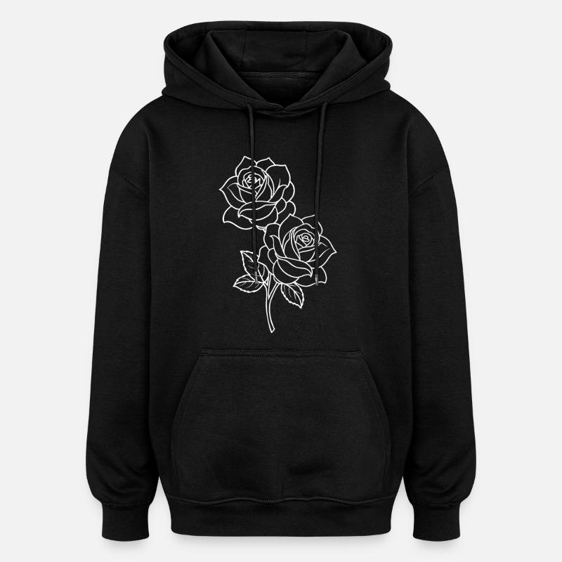 Roses - Fleurs - Fleurs - Dicton - Sweat à capuche oversize unisexe - noir