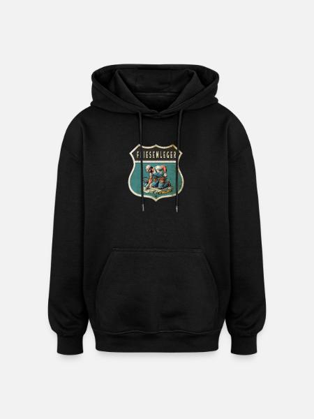 Fliesenleger Wappen Design - Oversized Unisex Hoodie - Schwarz