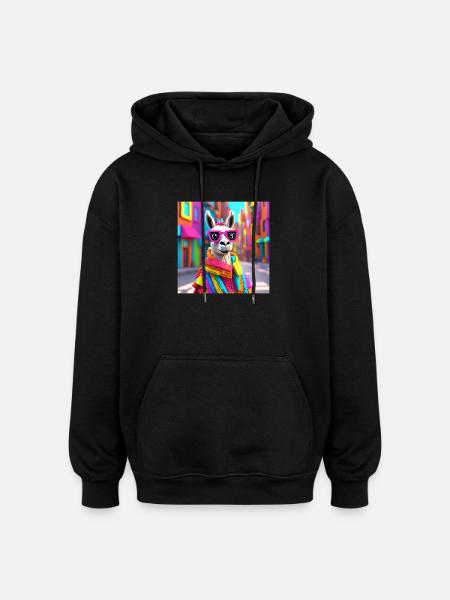 Llama, Alpaca, Funny Llama - Oversized Unisex Hoodie - black