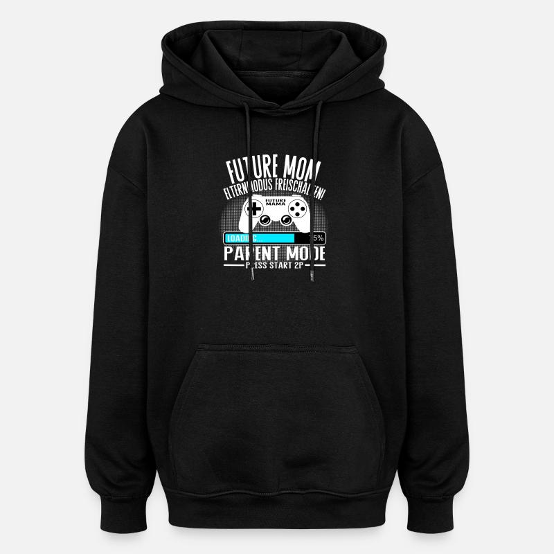Mama lädt… Bitte warten! - Oversized Unisex Hoodie - Schwarz