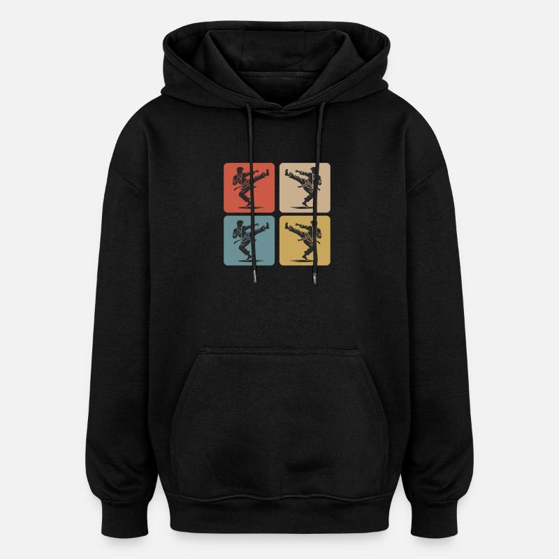Silhouette de karaté – Style rétro - Sweat à capuche oversize unisexe - noir