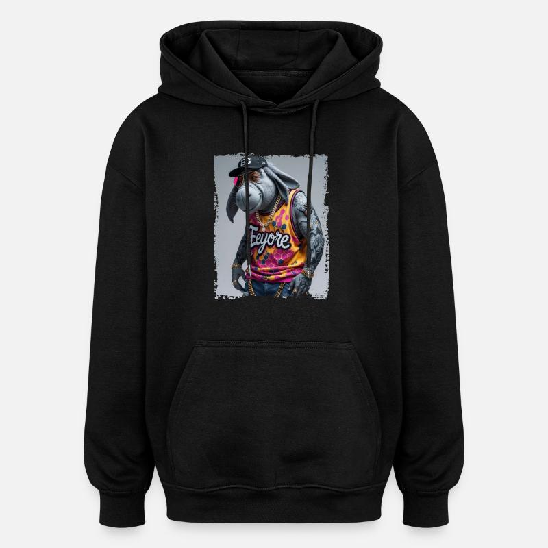 hip hop Bourriquet rappeur - Sweat à capuche oversize unisexe - noir