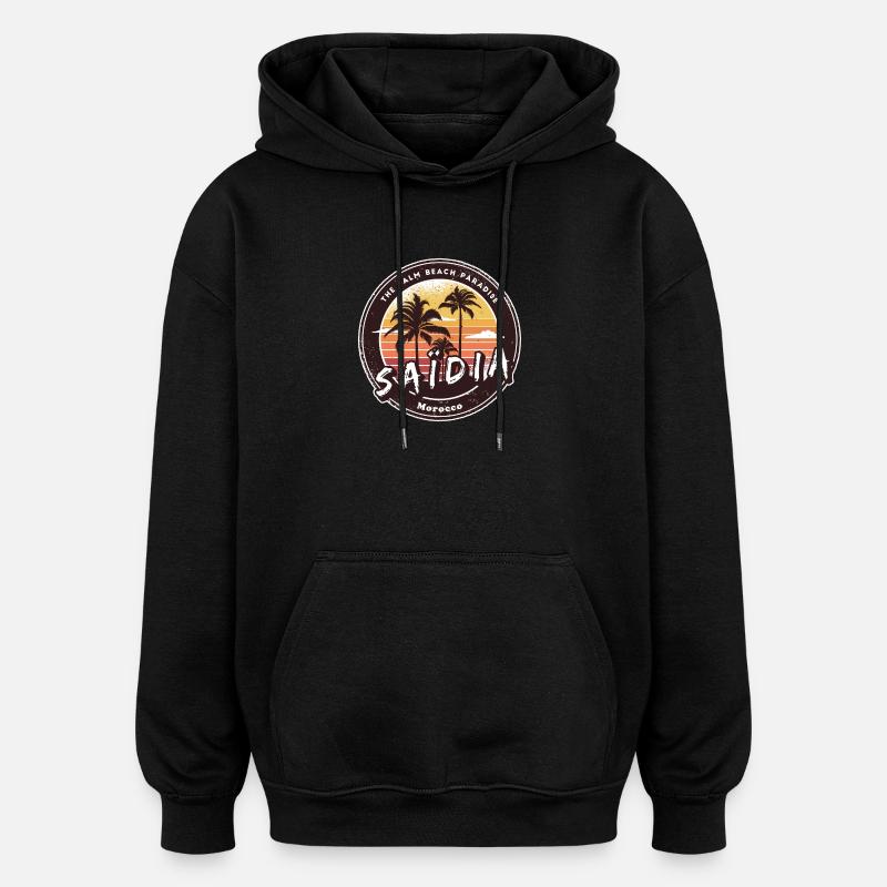 Saïdia Maroc Palmier Design - Sweat à capuche oversize unisexe - noir