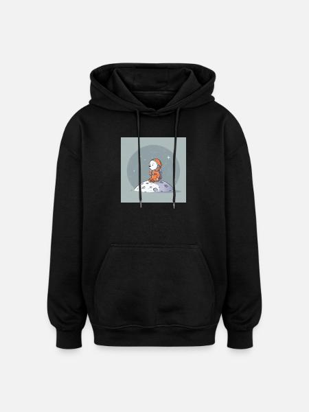 Space snobbish astronaut illustration - Oversized Unisex Hoodie - black