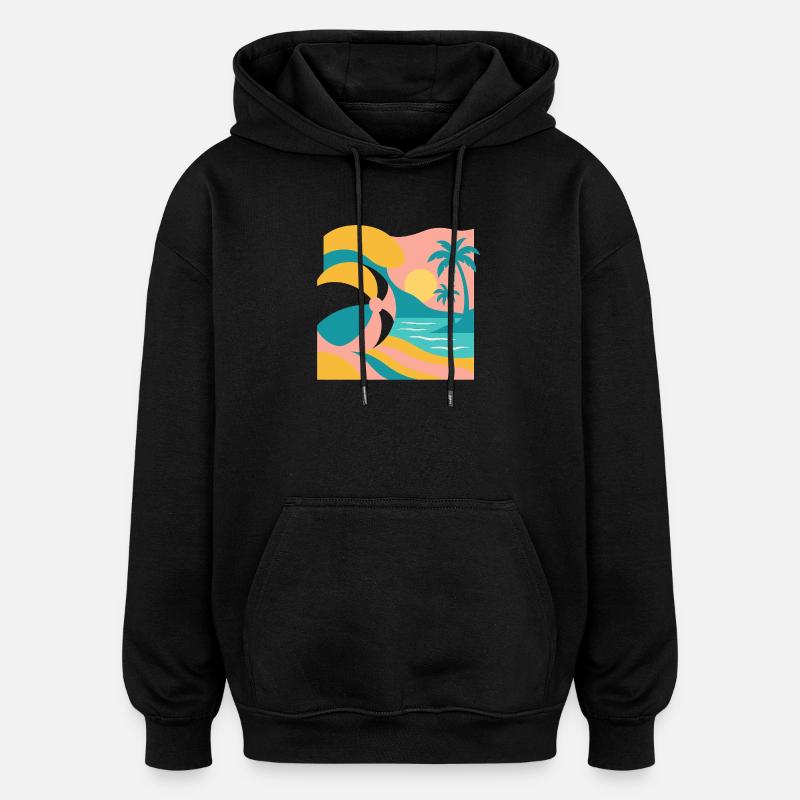 Le bonheur du beach-ball - Sweat à capuche oversize unisexe - noir