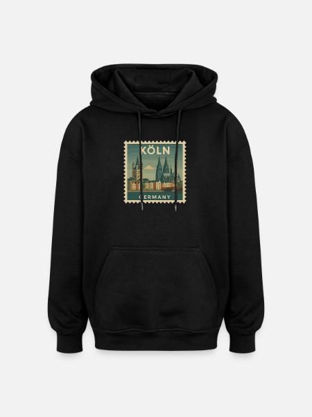 Cologne Souvenir Stamp - Oversized Unisex Hoodie - black