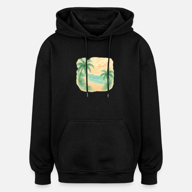 Magie de la plage tropicale - Sweat à capuche oversize unisexe - noir