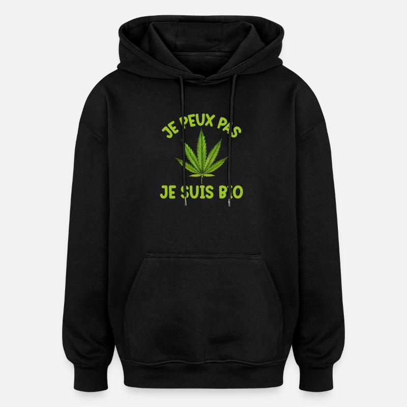 Canna Bio Message T-shirt - Sweat à capuche oversize unisexe - noir