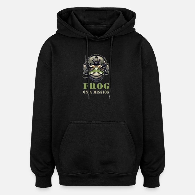Grenouille militaire en action - Sweat à capuche oversize unisexe - noir