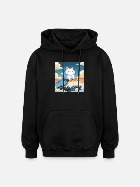Fuji Kitten - Oversized Unisex Hoodie - black