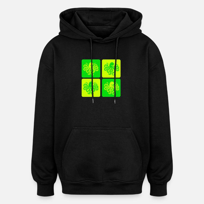 Pop Octopus – Style marin - Sweat à capuche oversize unisexe - noir