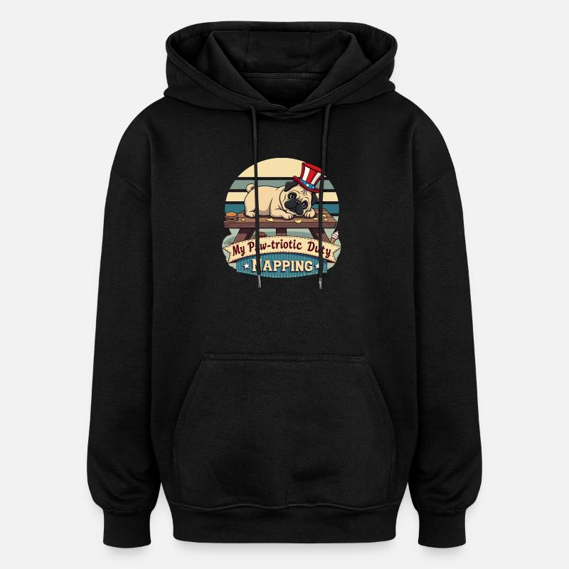 Sieste de carlin - Sweat à capuche oversize unisexe - noir