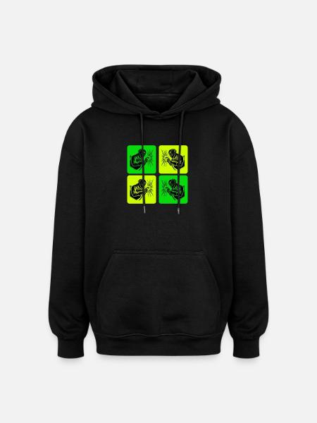 Schweißer im Retro-Style - Oversized Unisex Hoodie - Schwarz