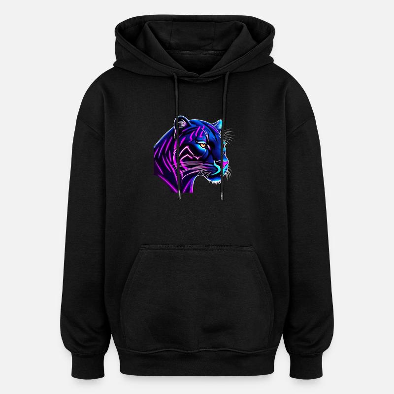Panther in Neonfarben - Oversized Unisex Hoodie - Schwarz