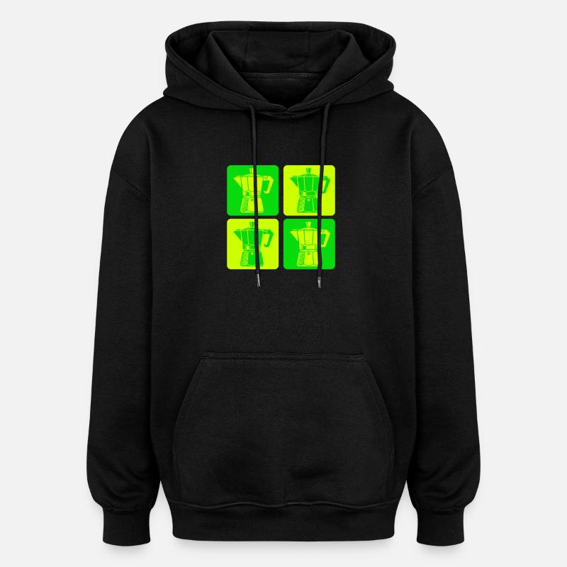 Retro Espressokocher Pop Art - Oversized Unisex Hoodie - Schwarz