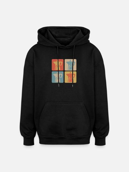 Retro Espresso Maker - Oversized Unisex Hoodie - black
