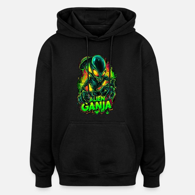 Ganja extraterrestre - Sweat à capuche oversize unisexe - noir